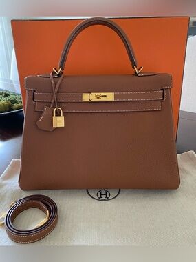 Hermes Kelly Retourne 32 Gold Togo Leather with Gold Hardware 2018